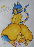 2025 4_toes animal_crossing ankha_(animal_crossing) anthro areola bell big_breasts big_butt blue_hair blue_markings blush blush_lines bodily_fluids body_worship breasts butt canid canine canis crouching curling_toes dialogue domestic_dog duo english_description english_text eyeliner facesitting feet felid feline female female/female fur hair heart_symbol hi_res humiliation isabelle_(animal_crossing) looking_back makeup mammal markings musk_worship nintendo nipples ozkar2112 painting_(artwork) pawpads pink_areola pink_nipples pink_pawpads purple_eyes shih_tzu sitting_on_another speech_bubble striped_markings striped_tail stripes sweat sweaty_butt sweaty_legs sweaty_thighs tail tail_markings text thick_thighs toes toy_dog traditional_media_(artwork) traditional_painting_(artwork) traditional_watercolor_(artwork) watercolor_(artwork) yellow_body yellow_fur