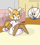 2020 aggretsuko ailurid anthro bedroom bondage_gear bondage_gloves canid canine caught_in_the_act clothed clothing cutaway diaper diaper_under_clothing dummydoodles duo ellipsis expression_cutaway female fennec_fox fenneko fox handwear hi_res mammal meme onesie pogchamp red_panda retsuko sanrio shocked sitting sitting_on_ground snapsuit soiled_diaper sound_effects stink_fumes taking_picture true_fox unclean_diaper used_diaper wearing_diaper wide_eyed