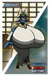  anthro big_breasts breasts chest_spike clothing egyptian_clothing female hi_res huge_breasts hyper hyper_breasts lucario multifaker5 nintendo pok&eacute;mon pok&eacute;mon_(species) solo spikes spikes_(anatomy) video_games 