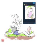 3_toes 4_toes anthro anthro_on_anthro asriel_dreemurr biped blush blush_lines bodily_fluids bottomwear bovid canid canine caprine cellphone chinese_text claws closed_smile clothed clothed_anthro clothed_male clothing collar collar_tag cutaway duo electronics empty_eyes english_text feet foot_fetish foot_focus foot_lick foot_on_face foot_on_head foot_play fox fur gakuseigitsune goat grabbing_sheets green_body green_fur hi_res holding_cellphone holding_object holding_phone horn licking lying male male/male male_anthro mammal mouth_closed on_back on_lap on_top on_top_of open_mouth paws phone photo pink_tongue plantigrade purple_eyes saliva shorts simple_background sitting sitting_on_another sitting_on_lap sleeveless_shirt smile soles tail taking_picture text toe_claws toes tongue tongue_out topless topless_male twitter undertale undertale_(series) white_background white_body white_fur wrinkled_feet wrinkles