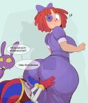 4_fingers animate_inanimate anthro big_breasts big_butt blush blush_lines bodily_fluids breasts butt butt_awe butt_grab doll female fingers glitch_productions group hand_on_butt hi_res huge_butt humanoid jax_(tadc) lagomorph larger_female leporid living_doll living_toy looking_at_butt looking_back looking_down looking_up male mammal nipple_outline not_furry_focus panty_lines pomni_(tadc) rabbit rag_doll_(toy) ragatha_(tadc) shadow simple_background size_difference smaller_female speech_bubble surprised sweat sweatdrop the_amazing_digital_circus thick_thighs trio usnarbit