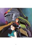  1980s_(style) 1990s_(style) 2girls absurdres angry anime_coloring battle belt blue_eyes brown_hair cable cover crossed_arms duel emma_sheen gloves gundam gundam_mk_ii highres key_visual kitazume_hiroyuki magazine_scan mecha military_uniform mobile_suit multiple_girls official_art one-eyed orange_hair palace_athene promotional_art reccoa_londe red_lips retro_artstyle rivalry robot scan science_fiction serious spoilers super_gundam third-party_source titans_(gundam) traditional_media upper_body v-fin vest zeta_gundam 
