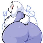  anthro big_butt black_pupils boss_monster bovid butt caprine clothing ekkokenight female floppy_ears goat hi_res horn huge_butt looking_at_viewer looking_back mammal pupils red_eyes robe smile solo thick_thighs toriel undertale undertale_(series) video_games wide_hips 