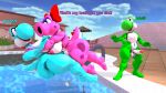  3d_(artwork) angry anthro barefoot big_breasts birdo breasts curvy_figure daemont92 dialogue digital_media_(artwork) dinosaur erection falling feet female group hi_res imminent_fight male male/female mario_bros muscular muscular_female nintendo nipples nude nudist reptile scalie shove source_filmmaker swimming_pool tackle thick_thighs trio video_games voluptuous water wide_hips yoshi 