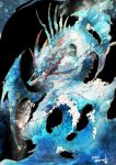  copyright_name final_fantasy final_fantasy_xiv fins leviathan_(final_fantasy) monster monster_focus no_humans open_mouth red_eyes ruka_(blueplus84) sea_serpent sharp_teeth teeth twitter_username water waves 