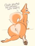  &lt;3 2022 anthro anus bent_over big_butt breasts bustingmangos butt canid canine dialogue diane_foxington digital_media_(artwork) dreamworks eyelashes female fluffy fluffy_tail fox fur genitals hi_res imminent_sex kneeling looking_back mammal nude orange_body orange_fur padpads paws presenting presenting_hindquarters presenting_pussy pussy side_boob simple_background smile solo the_bad_guys wide_hips 