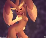  anthro blush breasts brown_body disembodied_hand duo female genitals hand_on_breast hi_res lopunny male male/female nintendo pok&eacute;mon pok&eacute;mon_(species) pussy senz video_games 