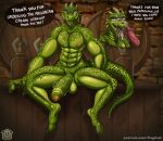  anthro argonian balls bethesda_softworks bodily_fluids cum cum_in_mouth cum_inside cum_on_face dialogue duo english_text feet felid genital_fluids genitals hypnosis khajiit male male/male mammal mind_control muscular muscular_male open_mouth penis precum puggy scalie sitting solo speech_bubble talking_to_another talking_to_viewer text the_elder_scrolls url video_games zsisron 