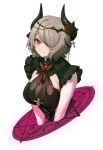  1girl absurdres bangs black_dress breasts brown_hair cleavage closed_mouth crying crying_with_eyes_open demon_girl dress flower hair_ornament hair_over_one_eye highres honkai_(series) honkai_impact_3rd large_breasts looking_at_viewer mole mole_under_eye purple_eyes purple_flower purple_rose rita_rossweisse rita_rossweisse_(umbral_rose) rose short_hair short_sleeves simple_background solo tears tutou_jiang white_background 