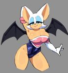 anthro armwear bare_thighs bat big_breasts big_ears blue_eyes breasts clothing elbow_gloves eyelashes eyeshadow female funnismonkis gloves hand_behind_head handwear hi_res looking_at_viewer makeup mammal membrane_(anatomy) membranous_wings pose rouge_the_bat sega smile solo sonic_the_hedgehog_(series) thick_eyelashes wide_hips wings