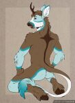 2023 anthro arm_tuft athletic athletic_anthro athletic_male bedroom_eyes biped blue_body blue_fur brown_body brown_eyes brown_fur brown_nose brynda_(thefuzzyhorse) butt cheek_tuft cloven_hooves deer digital_media_(artwork) dragon elbow_tuft eyebrows facial_tuft fur head_tuft hi_res hooves horn hybrid inner_ear_fluff kirin looking_at_viewer looking_back looking_back_at_viewer male male_anthro mammal multicolored_body multicolored_fur mythological_creature mythological_scalie mythology narrowed_eyes neck_tuft nonbinary_(lore) open_mouth open_smile pinup pose rear_view scalie seductive shoulder_tuft smile smiling_at_viewer solo tail tail_tuft tanutanuki text tongue tongue_out tuft underhoof unguligrade url white_body white_fur