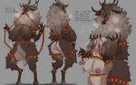 absurd_res anthro antlers areola big_breasts breasts butt deer female fur genitals grey_background hi_res horn lvlirror mammal new_world_deer nipple_piercing nipples nude piercing pussy reindeer simple_background smile text