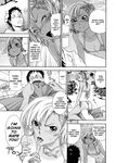  1girl ass beach bikini blush comic copyright_request fellatio flat_chest greyscale hard_translated hetero highres monochrome oral penis rape short_hair surprised swimsuit tan translated yamatogawa you_gonna_get_raped 