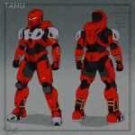  1boy 2022 armor assault_visor bionicle character_name clenched_hands commission full_body grey_background halo_(series) helmet highres humanization multiple_views pickledgear power_armor shadow signature solo spartan_(halo) standing tahu_(bionicle) the_lego_group twitter_username 