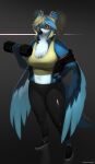 2021 absurd_res anthro arms_bent artist_name avian beak biped bird blonde_hair blue_arms blue_beak blue_body blue_ears blue_feathers blue_hair blue_wings bottomwear breasts chickhawk96 clothed clothed_anthro clothed_female clothing dumbbell english_description exercise eyebrow_through_hair eyebrows eyelashes eyelashes_through_hair facial_markings feather_tuft feathers female female_anthro footwear glistening glistening_beak glistening_bottomwear glistening_clothing glistening_eyes glistening_pants hair head_markings hi_res lidigeneer_(lidigeneer) looking_at_viewer markings midriff mouth_closed multicolored_body multicolored_hair navel non-mammal_breasts pants shoes simple_background solo standing straight_legs sweatpants tagme translucent translucent_hair tuft two_tone_body two_tone_hair weightlifting weights white_body winged_arms wings workout