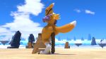 3d_(artwork) anthro bandai_namco big_breasts big_butt breasts butt digimon digimon_(species) digimorph digital_media_(artwork) feces female hi_res pooping renamon scat suicune_queen_(artist) wide_hips