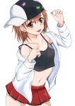  1girl artist_request brown_eyes brown_hair gekota hat midriff misaka_mikoto navel skirt solo to_aru_kagaku_no_railgun to_aru_majutsu_no_index tongue 