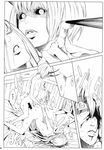  bar_censor blood censored comic copyright_request futa_with_female futanari greyscale guro highres itsuki_kousuke long_hair monochrome multiple_girls non-web_source penis sex short_hair 