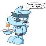 (artist) alcohol anthro barista beverage bow_tie bulge canid canine canis clothing cocktail hi_res male male/male mammal paws saturn_space_04 solo toony underwear victor_the_wolf wolf