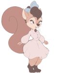  2022 anthro artist_name barefoot brown_body brown_fur buckteeth clothed clothing dated digital_media_(artwork) feet female fully_clothed fur hi_res leg_markings mammal markings rodent sciurid socks_(marking) solo standing surisu_(tohupo) teeth tohupo 