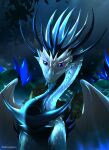  2022 blue_eyes detailed_background digital_media_(artwork) dragon hi_res horn looking_at_viewer membrane_(anatomy) membranous_wings night outside scales spines telleryspyro white_body white_scales wings 