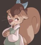  2022 anthro artist_name blush brown_body brown_fur buckteeth clothed clothing dated digital_media_(artwork) female fur hi_res light lighting mammal rodent sciurid shaded simple_background solo surisu_(tohupo) teeth tohupo 