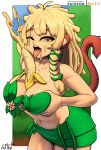 abs ambiguous_fluids animal_humanoid banana bear213 big_breasts blonde_hair breast_play breasts cleavage clothed clothing curvy_figure dripping eyelashes female flower food food_fetish food_play fruit glistening glistening_body hair haplorhine hi_res humanoid leaf long_hair looking_at_viewer mammal mammal_humanoid monkey monkey_humanoid monkey_tail navel one_eye_closed open_mouth outside plant primate primate_humanoid sex skimpy solo suggestive suggestive_fluid suggestive_food titfuck
