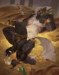 2026 accessory anthro balls beard big_balls big_penis biped black_balls black_body black_penis black_scales bracelet claws cock_ring coin crown crystal digit_ring digital_media_(artwork) dragon erection facial_hair fangs feet foreskin fur genitals gold_(metal) gold_coin headgear hi_res hoard huge_balls huge_penis hyper hyper_genitalia hyper_penis jewelry jewelry_only lisovik. lying male male_anthro mane melee_weapon musclegut muscular muscular_anthro muscular_male mythological_creature mythological_scalie mythology on_back penis penis_accessory penis_jewelry ring scales scalie solo sword tail tail_tuft teeth toe_claws toe_ring toes tuft weapon white_beard white_body white_facial_hair white_fur white_mane