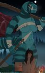 abs absurd_res anthro anthrofied aroused big_breasts blue_body blue_scales breasts bulge campfire chest_wraps club_(weapon) dinosaur duo fang_(primal) fangs female female_anthro female_on_human food full_moon genitals grin hi_res holding_object holding_weapon human human_on_anthro humanoid_genitalia humanoid_penis interspecies larger_anthro larger_female male male/female male_human male_on_anthro mammal meat melee_weapon moon muscular muscular_female muscular_human muscular_male night penis penis_base polearm prehistoric_species quangdoann reptile saurischian scales scalie scar size_difference sky smaller_human smaller_male smile spear spear_(primal) star teeth theropod tyrannosaurid tyrannosauroid tyrannosaurus tyrannosaurus_rex weapon wraps