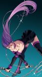  1girl artist_name chain chiamo_(lmc_clm) collar commentary dress english_commentary fate/stay_night fate_(series) heaven's_feel highres holding holding_weapon long_hair medusa_(fate/stay_night) mystic_eyes pink_hair purple_collar signature skirt solo square_pupils strapless strapless_dress toned toned_female twitter_username weapon 