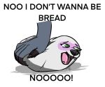  ambiguous_gender bread dialogue disembodied_hand food food_creature hamgie i_don&#039;t_want_to_be_bread in_bread mammal meme procyonid raccoon simple_background solo white_background zombiedog_(artist) 
