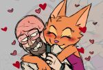  anthro blush canid canine clothing diane_foxington digit_ring dreamworks dress embrace eyewear female fox glasses hi_res hug hugging_from_behind human human_on_anthro interspecies jacket jewelry male male/female mammal piercing ring solo the_bad_guys topwear unknown_artist walter_white wedding_ring 