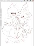  3:4 3_toes ambiguous_gender azre biped braixen carrying_partner duo eyelashes fangs feet feral frown half-closed_eyes hi_res holding_object leaf_tail monochrome narrowed_eyes nintendo open_mouth pok&eacute;mon pok&eacute;mon_(species) procreate servine signature toes video_games 