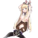  1girl armpits arms_up black_footwear blonde_hair blue_eyes boots bound bound_wrists breasts brown_pantyhose covered_navel cuffs game_cg hair_ribbon highleg highleg_panties highres horns knees_together_feet_apart large_breasts long_hair navel nipples non-web_source official_art open_mouth panties panties_under_pantyhose pantyhose popqn restrained ribbon shackles single_horn solo string_panties the_seven_deadly_sins thigh_boots thigh_gap torn_clothes torn_pantyhose transparent_background underwear very_long_hair white_panties 
