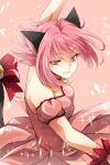  1girl animal_ears bell bow cat_ears cat_girl cat_tail choker detached_sleeves gloves highres jingle_bell magical_girl mew_ichigo momomiya_ichigo niina_1oo9 pink_choker pink_eyes pink_hair red_eyes short_hair solo tail tail_bell tail_bow tail_ornament tokyo_mew_mew 