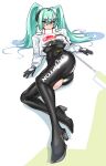  aqua_eyes aqua_hair ass asymmetrical_bodysuit black_gloves bodysuit boots breasts crop_top crop_top_overhang cropped_jacket flagpole flame_print gloves goodsmile_racing hatsune_miku highres jacket long_hair long_sleeves pole race_queen racing_miku racing_miku_(2022) single_thigh_boot single_thighhigh skin_tight smiley_face thigh_boots thighhighs twintails very_long_hair vocaloid volyz white_jacket 