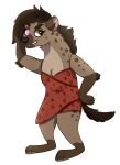  anthro ashidaii clothing digital_media_(artwork) dress female glowing glowing_eyes helena_(bonk6) hyaenid mammal smile smirk solo spots spotted_body 