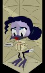  absurd_res accessory anthro avian ball_gag barefoot bdsm beak bird blush bondage bottomless bottomless_female bound clothed clothing colored crotch_strap damsel_in_distress digital_drawing_(artwork) digital_media_(artwork) disney ducktales ducktales_(2017) eyeshadow feathers feet female freckles gag gagged hair hair_accessory hair_bun hi_res hummingbird looking_down low-down makeup muffled muffled_moan padded_room restraints solo straitjacket struggling tail_feathers text toes violet_sabrewing young 