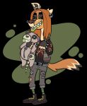  andromorph anthro black_background blep boots bottomwear cadaverrdog canid canine charlie_(cadaverrdog) clothing ear_piercing eyes_closed facial_piercing fangs footwear fur green_tongue grey_markings hair hi_res intersex legwear long_hair mammal maned_wolf markings nose_piercing nose_ring one_ear orange_body orange_fur orange_hair pants pattern_clothing pattern_footwear pattern_legwear pattern_socks piercing plushie punk ring_piercing sharp_teeth simple_background socks solo striped_clothing striped_footwear striped_socks stripes studded_belt studded_bracelet tan_body tan_fur teeth tongue tongue_out tongue_piercing torn_bottomwear torn_clothing torn_pants trans_(lore) trans_man_(lore) 