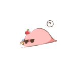  ? apple bocchi_the_rock! commentary_request food food_on_head fruit fruit_on_head gotoh_hitori gotoh_hitori_(tsuchinoko) no_humans object_on_head rebecca_(keinelove) simple_background solo speech_bubble spoken_question_mark tsuchinoko white_background 