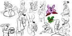 alien angry anthro blush bowl breasts cameroo cameroo_(character) clothing container eating_sandwich eyebrows eyes_closed female group holding_bowl holding_container holding_fishbowl holding_object hoodie kangaroo kirby kirby_(series) macropod male mammal marsupial metroid nintendo overweight poking print_clothing print_shirt print_t-shirt print_topwear procyonid raccoon shirt simple_background sitting t-shirt thick_eyebrows topwear upset white_background