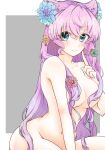  1girl aqua_eyes birthday blush breasts commentary_request completely_nude flower_ornament hair_between_eyes hair_ornament happy_birthday highres large_breasts long_hair looking_at_viewer maria_cadenzavna_eve mk_8062 nude pink_hair senki_zesshou_symphogear smile solo very_long_hair 