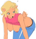  activision anthro bent_over blonde_hair bottomwear breasts clothing crash_bandicoot_(series) denim denim_clothing female fur hair jeans nipples pants shirt solo tawna_bandicoot topwear video_games watatanza 