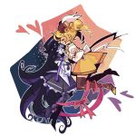  2girls akemi_homura akemi_homura_(magical_girl) argyle_clothes argyle_pantyhose blonde_hair boots bow bowtie brown_corset brown_gloves brown_thighhighs closed_eyes closed_mouth colored_shoe_soles corset detached_sleeves drill_hair fingerless_gloves gloves grey_skirt hair_ornament hairband hand_grab hat heart high_heels hoaxghost holding_hands interlocked_fingers juliet_sleeves leg_up long_hair long_sleeves magical_girl mahou_shoujo_madoka_magica mahou_shoujo_madoka_magica_(anime) multiple_girls pantyhose pleated_skirt puffy_short_sleeves puffy_sleeves purple_bow purple_bowtie purple_hair purple_hairband purple_pantyhose purple_ribbon red_ribbon ribbon shirt short_sleeves skirt soul_gem striped_clothes thighhighs tomoe_mami tomoe_mami_(magical_girl) twin_drills vertical-striped_clothes very_long_hair white_shirt white_sleeves wing_collar yellow_bow yellow_bowtie yellow_skirt yuri 