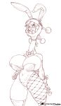 2026 absurd_res accessory anthro anthrofied artist_name barely_contained barely_contained_breasts big_breasts biped bow_tie breasts bunny_costume card choker cladz clothed clothed_anthro clothed_female clothing costume digital_drawing_(artwork) digital_media_(artwork) fake_ears fake_rabbit_ears farigiraf female fingers fishnet_clothing fishnet_legwear generation_9_pokemon hand_on_hip hatching_(art) headband hi_res jewelry legwear leotard long_neck looking_at_viewer looking_down looking_down_at_viewer low-angle_view monochrome navel_outline necklace nintendo patreon playing_card pokemon pokemon_(species) pokemorph portrait shaded sharp_teeth shirt_cuffs simple_background sketch solo standing teeth text thick_thighs three-quarter_portrait white_background