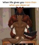 2026 anthro bench bodily_fluids canid canine canis chair_position chase_hunter duo echo_(game) echo_(series) echo_project english_text from_behind_position fur inside jirux larger_penetrated leo_alvarez male male/male mammal muscular muscular_anthro muscular_male mustelid nude otter penetration red_body red_fur red_wolf sex sitting size_difference sweat tail text wolf