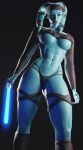 aayla_secura abs alien alien_humanoid big_breasts blue_body blue_skin breasts butt clothed clothing el-recondite female hi_res humanoid lekku_(anatomy) lightsaber looking_at_viewer melee_weapon muscular muscular_female navel not_furry panties pseudo_hair raised_clothing raised_shirt raised_topwear shirt skimpy solo star_wars tentacles thick_thighs thong topwear twi&#039;lek under_boob underwear weapon wide_hips 