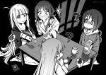  ! !! 4girls ? @_@ ahoge artist_name barefoot black_background blush chinese_commentary cho_kaguya-hime! collarbone commentary_request controller crossover cup drink_carton greyscale highres holding holding_controller holding_remote_control hood hoodie implied_yuri kaguya_(cho_kaguya-hime!) lab_coat long_hair long_sleeves medium_hair milk_carton mole mole_under_eye monochrome multiple_girls nichijou open_mouth outstretched_arm pressing_button professor_shinonome remote_control sakayori_iroha seiza sex_toy shinonome_nano short_hair short_sleeves sitting sweat table translation_request twitter_username vibrator winding_key xiaoju_xiaojie 