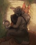  absurd_res anthro domestic_cat duo felid feline felis hand_on_cheek hand_on_hip hi_res kissing lackadaisy male male/male mammal mordecai_heller vide viktor_vasko webcomic 