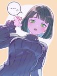  ... 1girl absurdres blue_sweater blunt_bangs blunt_ends blush bob_cut breasts commentary_request green_eyes green_hair highres kirisaki_nuko link!_like!_love_live! long_sleeves looking_at_viewer love_live! medium_breasts momose_ginko momose_ginko_(winter_loungewear) open_mouth ribbed_sweater short_hair single_hair_intake solo spoken_ellipsis sweater teeth turtleneck turtleneck_sweater upper_teeth_only virtual_youtuber 